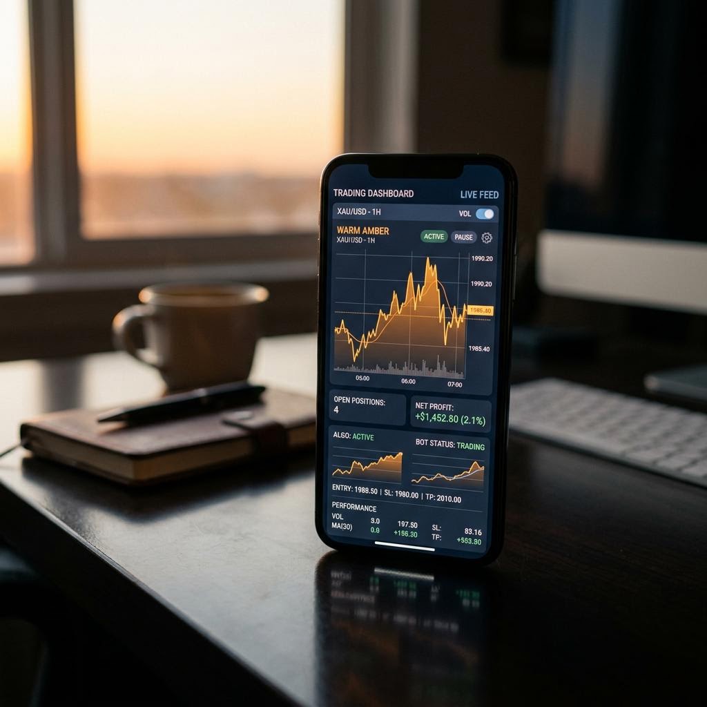 Tableau de bord de la plateforme de trading crypto IA Stakeli sur smartphone